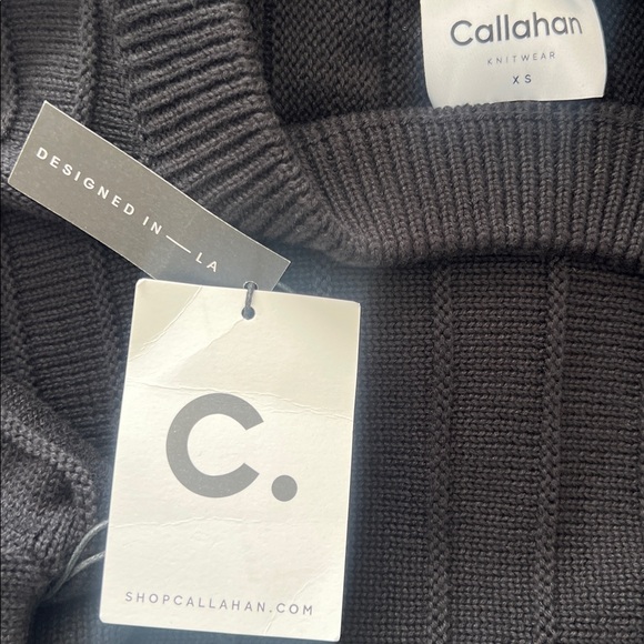 NWT Callahan Melli Black Wide Ribbed Knit Sweater Dress Gold Metallic Sleeves XS - Picture 8 of 12